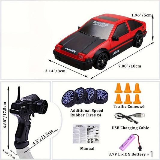 Carro de Control Remoto 4x4 1:24 – Alta Velocidad + LED – Resistente y Todo Terreno