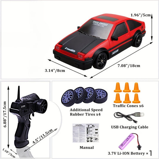 Carro de Control Remoto 4x4 1:24 – Alta Velocidad + LED – Resistente y Todo Terreno